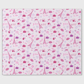 Parijse roze Eiffeltoren Love Icon Cadeaupapier (Vlak)