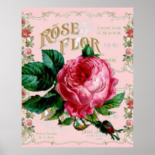  Parijse roze Mode,  bloemkunst Poster