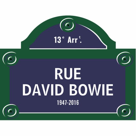 Parijse Rue Bowie Custom Parijs Straatbord Fotobeeldje Magneet (Voorkant)