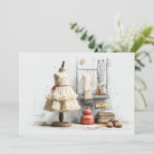 Parijse Ruffle Dress Writer's Studio 1e verjaardag Kaart (Staand voorkant)