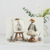 Parijse Ruffle Dress Writer's Studio 1e verjaardag Kaart (Staand voorkant)