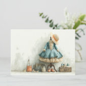 Parijse Ruffle Dress Writer's Studio 1e verjaardag Kaart (Staand voorkant)