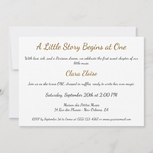 Parijse Ruffle Dress Writer's Studio 1e verjaardag Kaart (Achterkant)