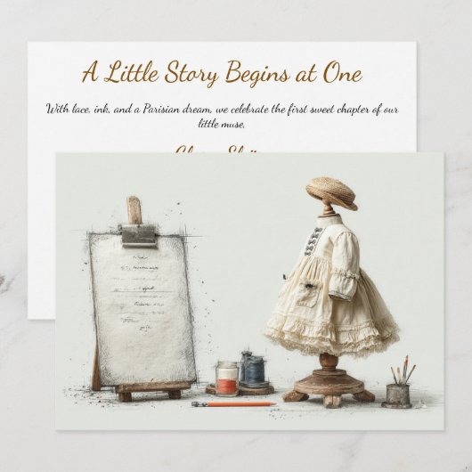 Parijse Ruffle Dress Writer's Studio 1e verjaardag Kaart (Voorkant / Achterkant)