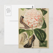 parijse schoenen floraal franse botanische kunst briefkaart (Voorkant / Achterkant)