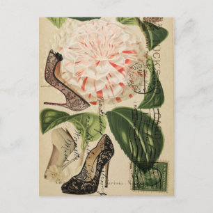 parijse schoenen floraal franse botanische kunst briefkaart