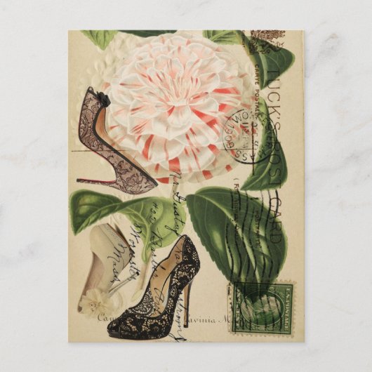 parijse schoenen floraal franse botanische kunst briefkaart (Voorkant)