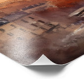 Parijse skyline bij zonsondergang foto afdruk (Hoek)