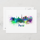 Parijse skyline in waterverf briefkaart (Voorkant / Achterkant)