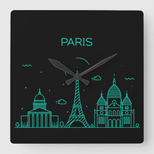 Parijse skyline vierkante klok