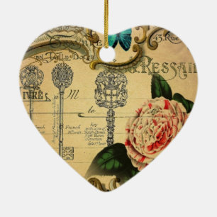 Parijse sleutels  Camellia Frans Botanisch Keramisch Ornament