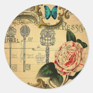Parijse sleutels  Camellia Frans Botanisch Ronde Sticker