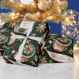 Parijse Smaragd Rode Wijn Kerstmis Cadeaupapier
