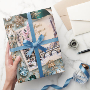 Parijse Smaragdgroene Kerstmis Cadeaupapier