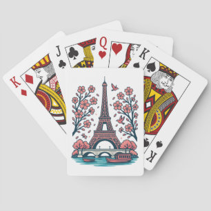 Parijse souvenir Eiffeltoren Paris Cherry Tree Pokerkaarten