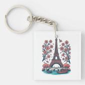 Parijse souvenir Eiffeltoren Paris Cherry Tree Sleutelhanger (Voorkant)
