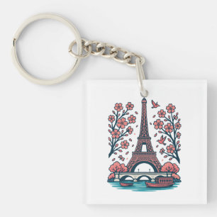 Parijse souvenir Eiffeltoren Paris Cherry Tree Sleutelhanger