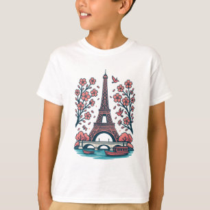 Parijse souvenir Eiffeltoren Paris Cherry Tree T-shirt