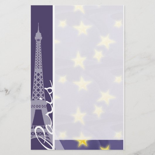 Parijse Sterrennacht; Eiffeltoren Briefpapier (Voorkant)