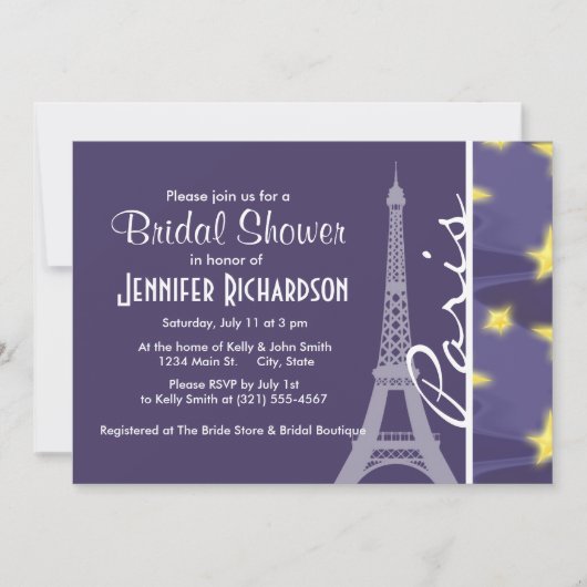 Parijse Sterrennacht; Eiffeltoren Kaart (Voorkant)