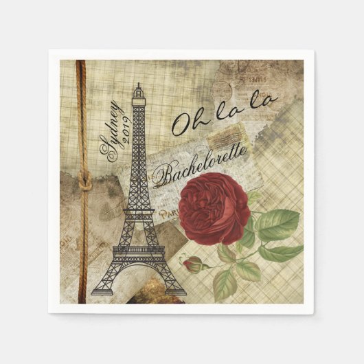  Parijse stijl - Red Rose - Bachelorette Servet (Voorkant)