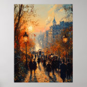 Parijse straat bij zonsondergang in impressionisti poster (Voorkant)