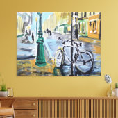 Parijse Straat met Fiets Canvas Afdruk (Insitu (Woonkamer))