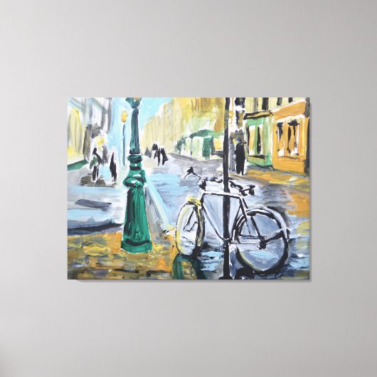 Parijse Straat met Fiets Canvas Afdruk (Voorkant)