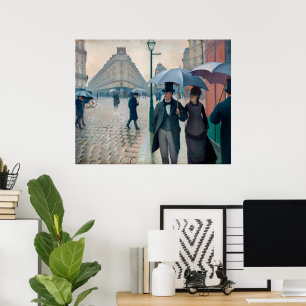 Parijse straat op een regenachtige dag Gustave C Poster