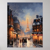 Parijse Straat Winter Scene Poster (Voorkant)