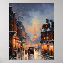 Parijse Straat Winter Scene Poster