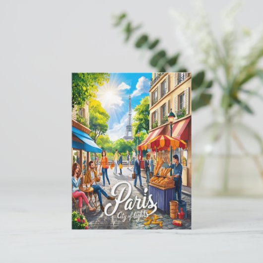 Parijse straatbeeld met Eiffeltoren Briefkaart (Staand voorkant)