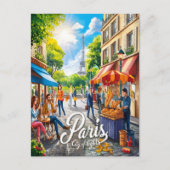 Parijse straatbeeld met Eiffeltoren Briefkaart (Voorkant)