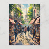 Parijse straatbeeld met Eiffeltoren Briefkaart (Voorkant)