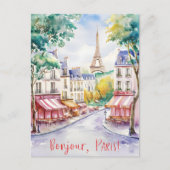 Parijse straatbeeld met Eiffeltoren Briefkaart (Voorkant)