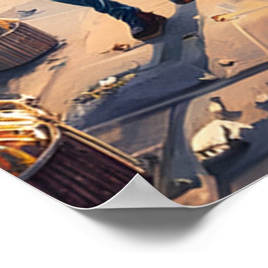 Parijse straatbeeld met Eiffeltoren Poster (Hoek)