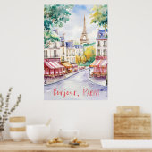 Parijse straatbeeld met Eiffeltoren Poster (Keuken)