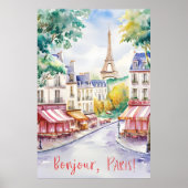 Parijse straatbeeld met Eiffeltoren Poster (Voorkant)