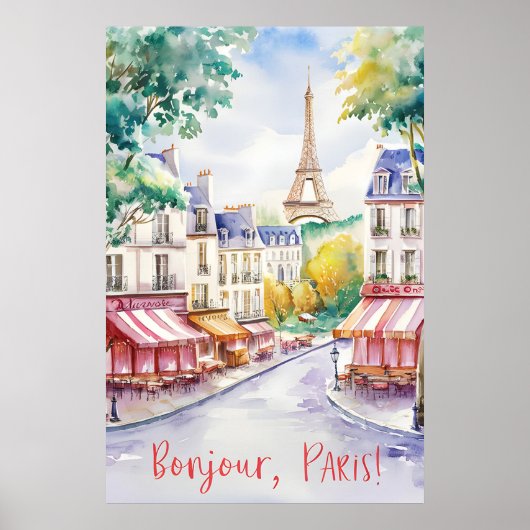 Parijse straatbeeld met Eiffeltoren Poster (Voorkant)