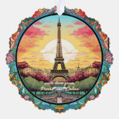 Parijse Sunset Eiffeltoren Parijs Franse Bloemen Ornament Kaart (Achterkant)