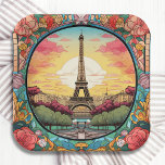 Parijse Sunset Eiffeltoren Parijs Franse Bloemen Papieren Bordje<br><div class="desc">Bright Paris Sunset Eiffeltoren Paris French France Floral Paper Party Borden beschikt over een art deco stijl Paris zonsondergang met de Eiffeltoren in een gedurfd bloemig lijst. Creëer door Evco Studio www.zazzle.com/store/evcostudio</div>