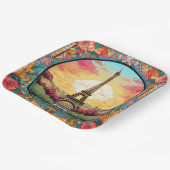 Parijse Sunset Eiffeltoren Parijs Franse Bloemen Papieren Bordje (Gebogen)