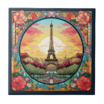 Parijse Sunset Eiffeltoren Parijs Franse Bloemen Tegeltje<br><div class="desc">De heldere Parijse Sunset Eiffeltoren Paris French Floral Decorative Tegels heeft een Parijse zonsondergang in art deco stijl met de Eiffeltoren in een gedurfd bloemrijk lijst. Creëer door Evco Studio www.zazzle.com/store/evcostudio</div>