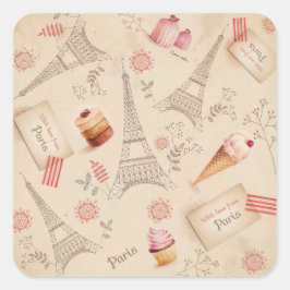 Parijse Sweets Vierkante Sticker
