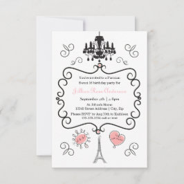 Parijse thema - 3x5 Verjaardagsfeestuitnodiging Kaart