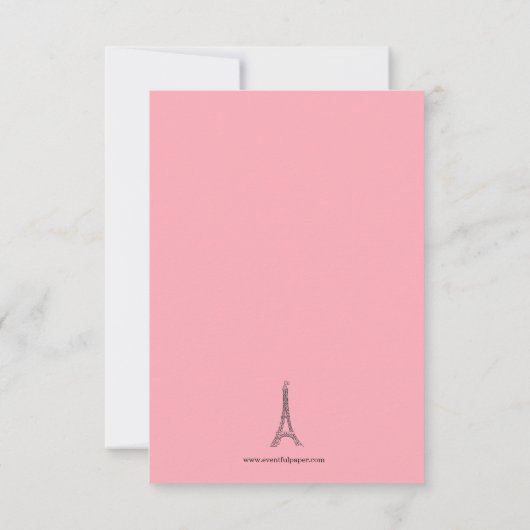 Parijse thema - 3x5 Verjaardagsfeestuitnodiging Kaart (Achterkant)