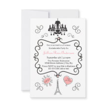 Parijse thema - 3x5Bachelorette Party Uitnodiging