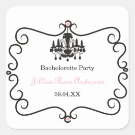 Parijse thema Bachelorette Party- Vierkante Sticke Sticker