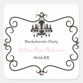 Parijse thema Bachelorette Party- Vierkante Sticke Sticker