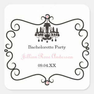 Parijse thema Bachelorette Party- Vierkante Sticke Sticker